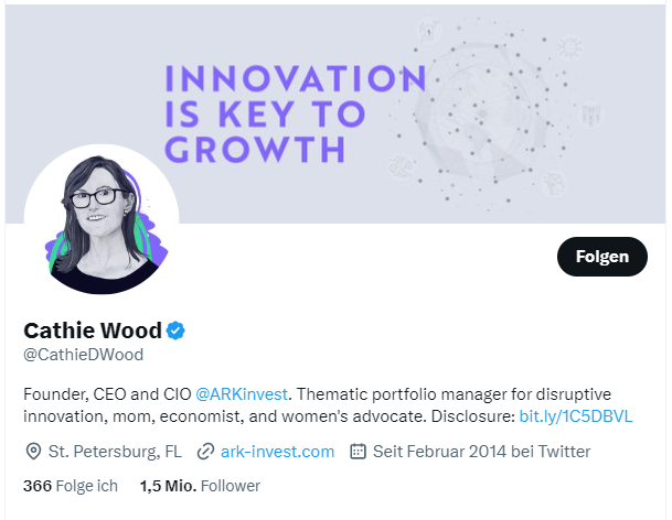 Cathie Wood auf Twitter