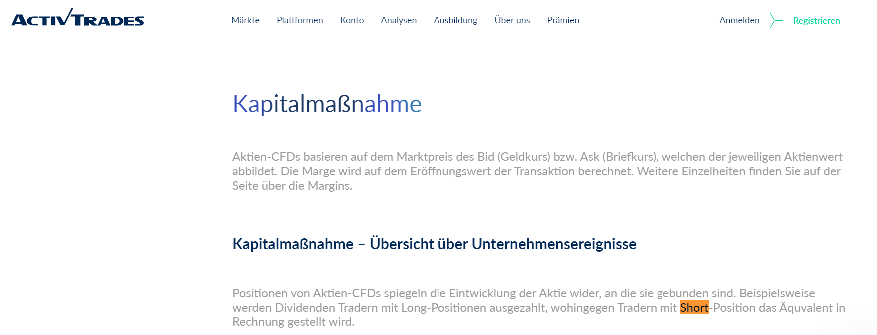 ActivTrades Short Selling Broker