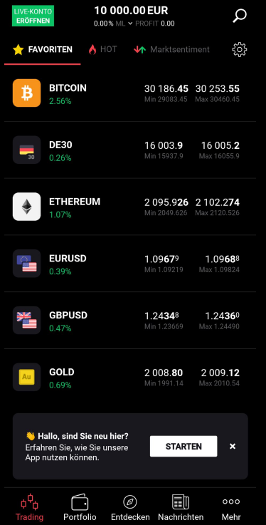 Aktien Trading App Screenshot XTB