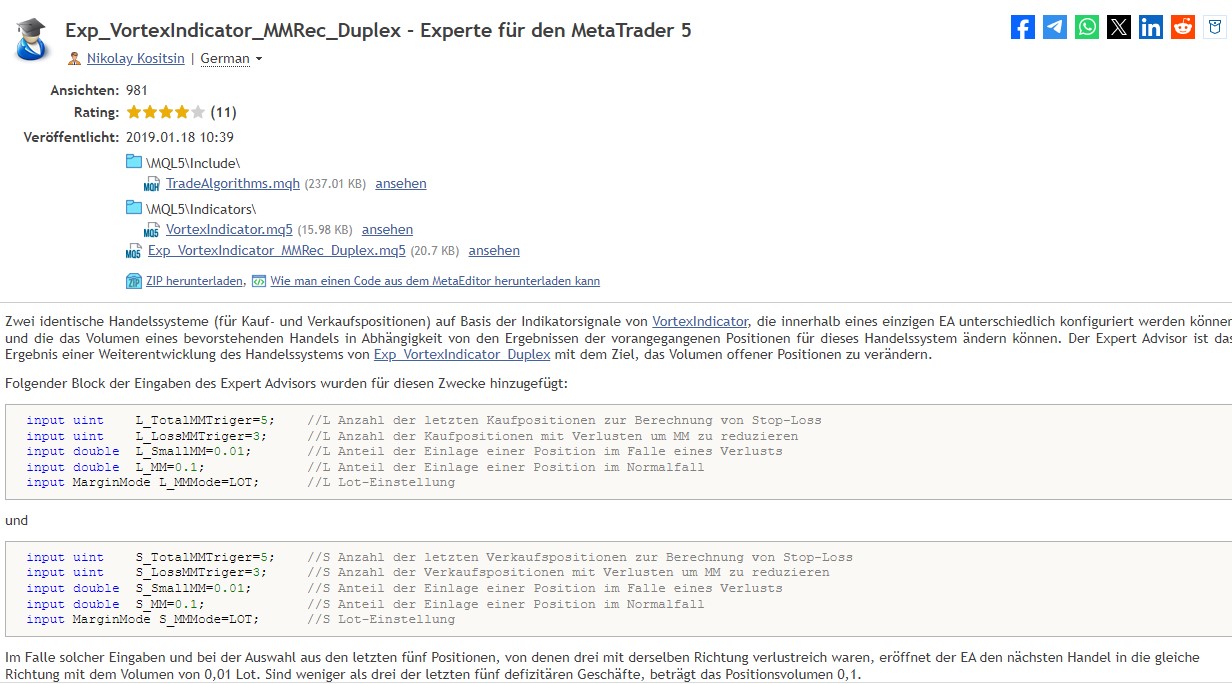 Beispiel für einen Expert Advisor (EA) für MT5