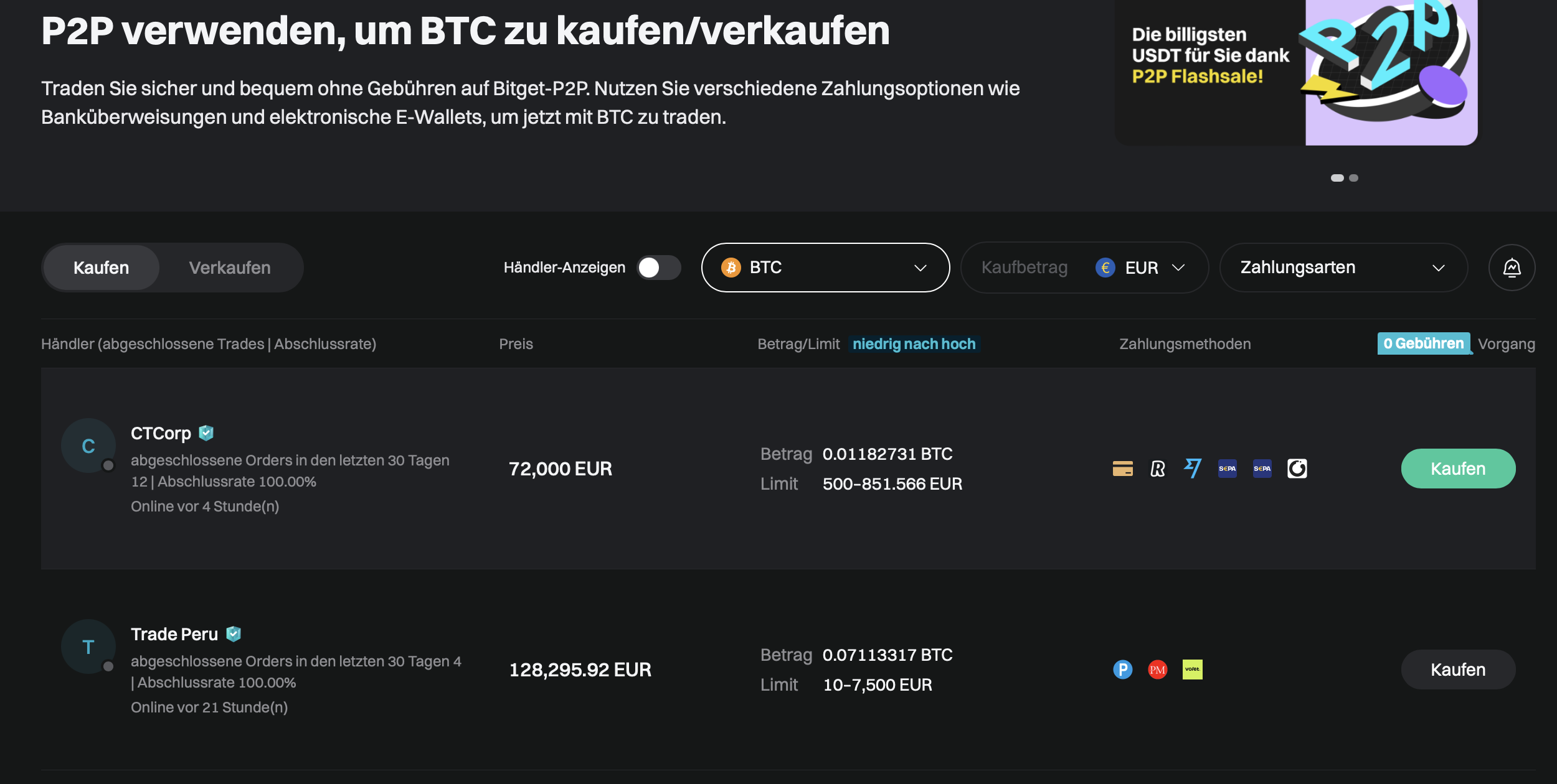 Bitcoin in Geld umwandeln per P2P