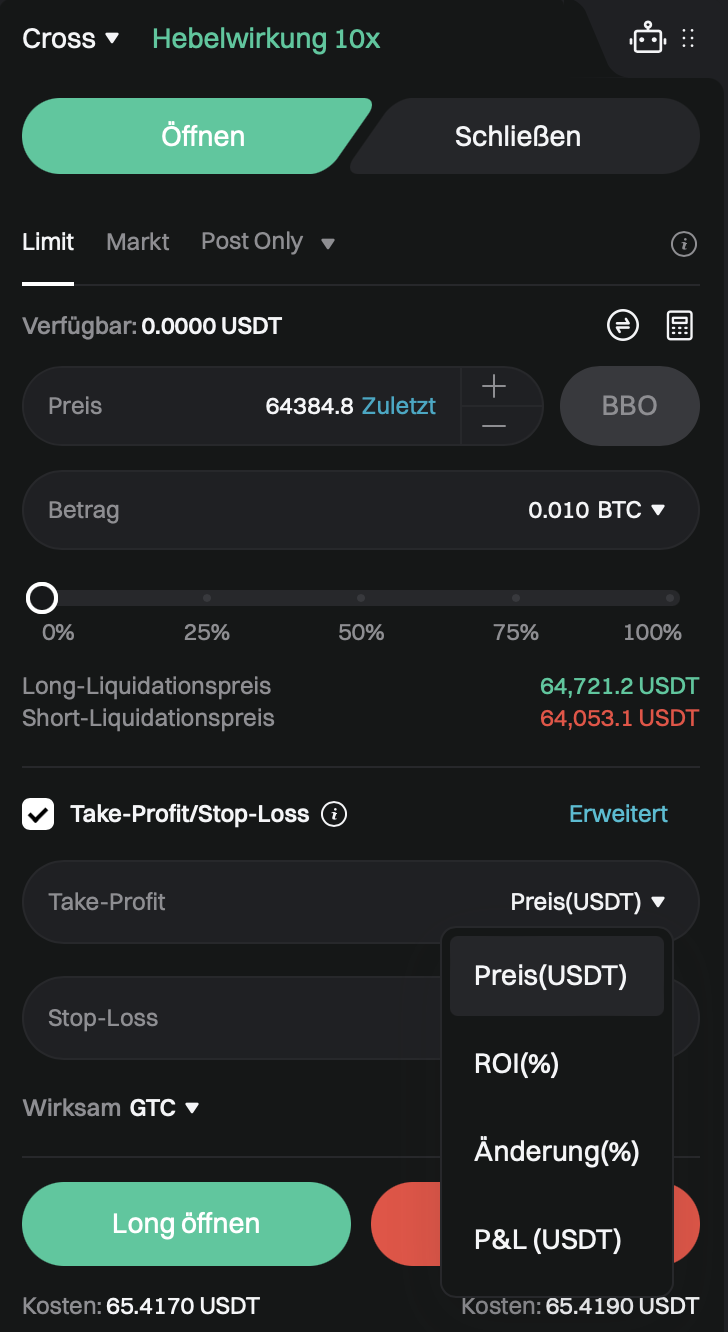 Stop Loss Order einstellen