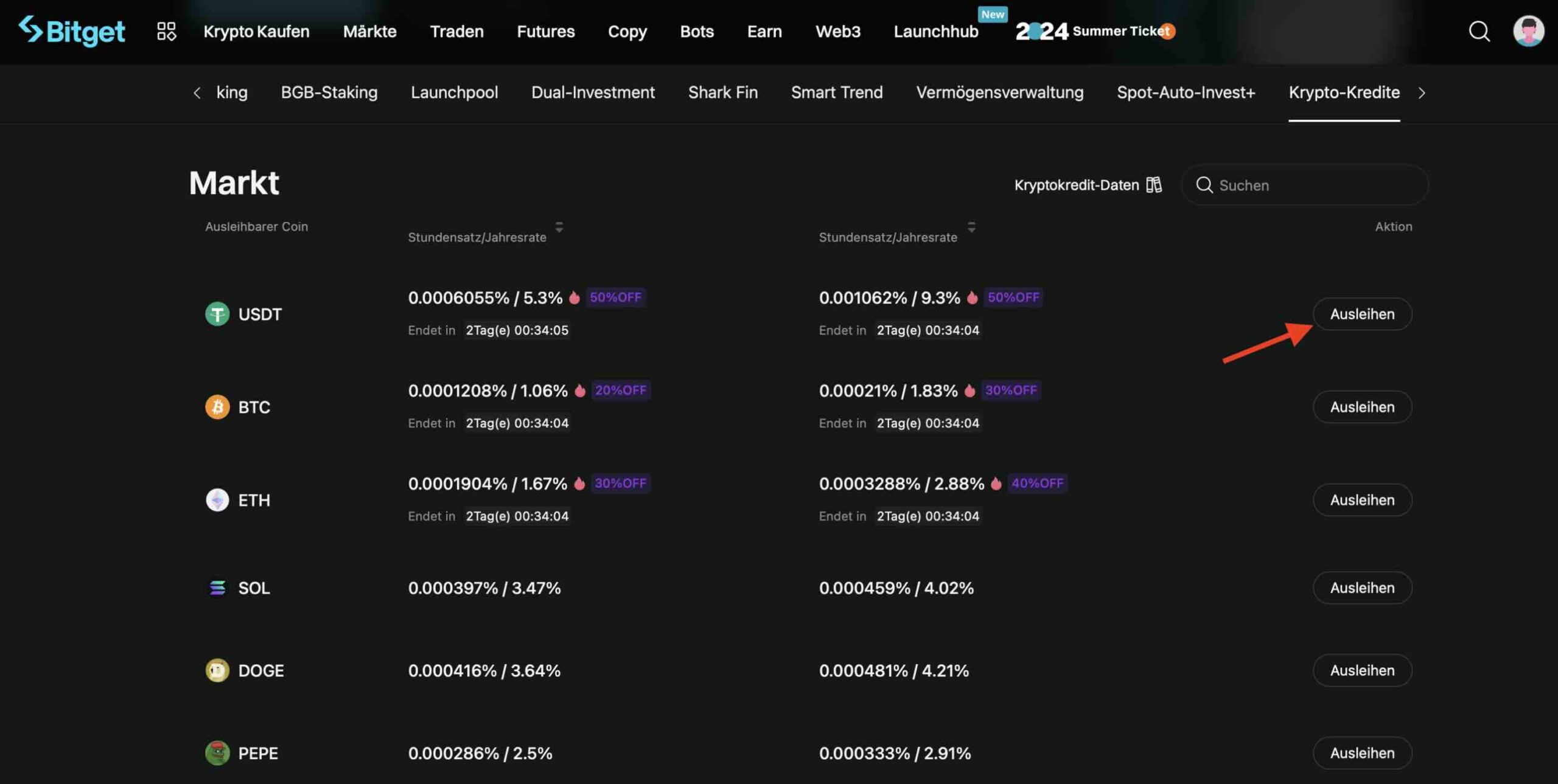 Bitget USDT Lending