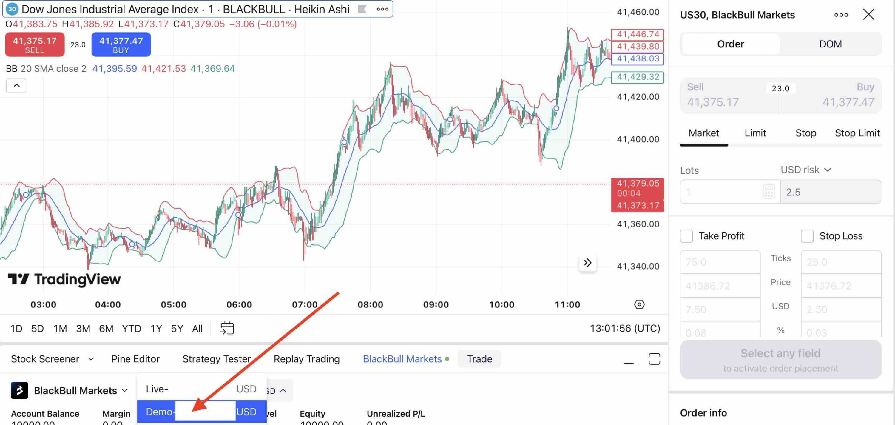 BlackBull CFD Demo Account in Trading View
