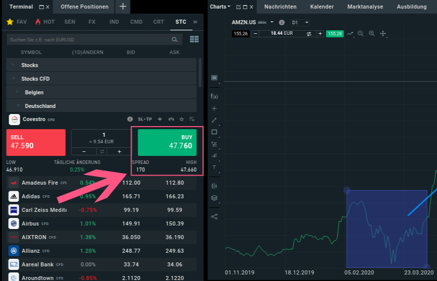 Aktien mit einem Klick bei XTB einkaufen