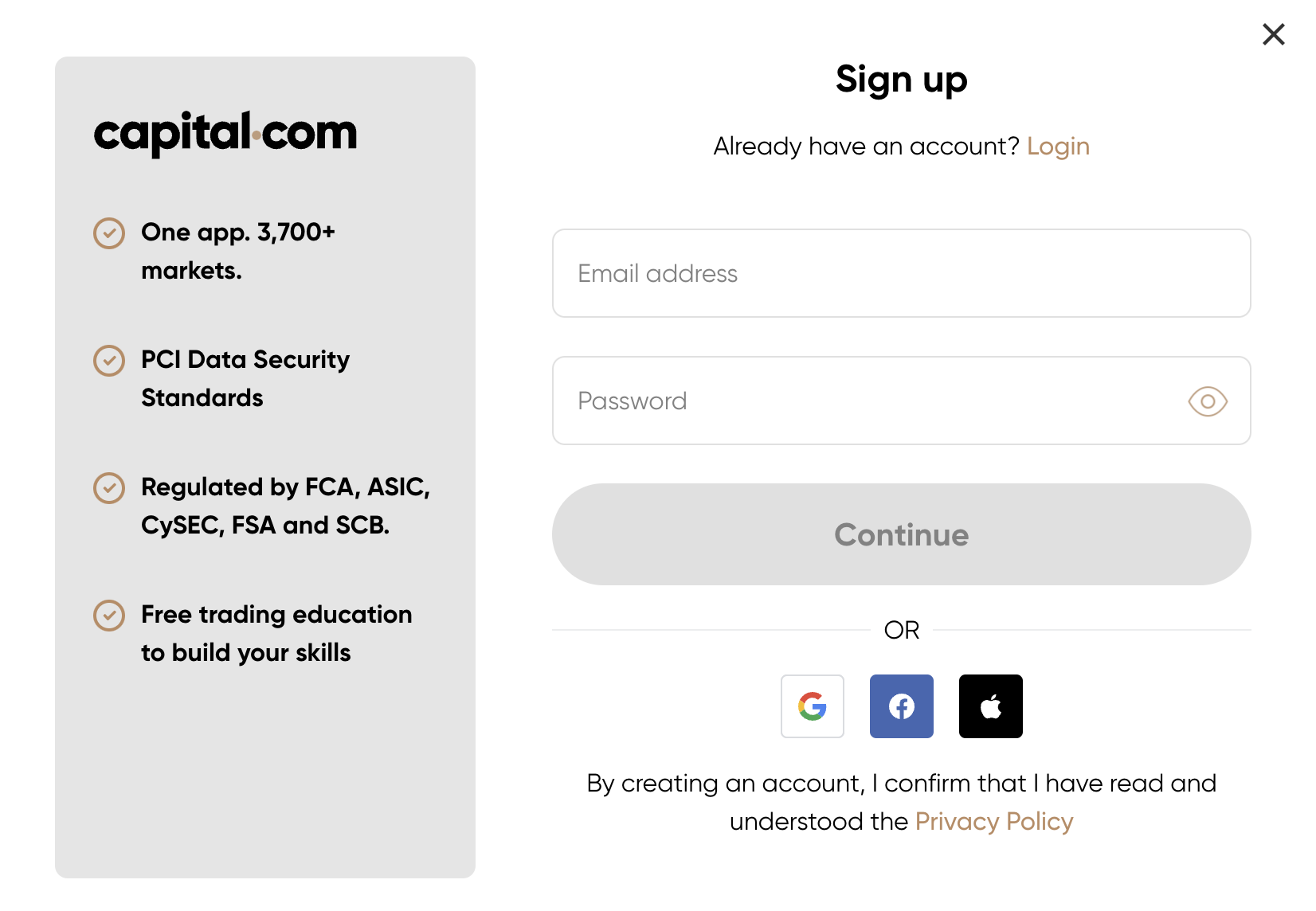 Capital.com Registrierung