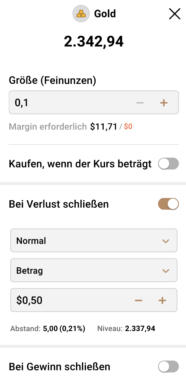 Capital.com Trade bei Verlust schließen