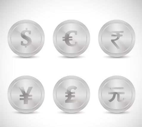 Währungszeichen wie USD und Euro
