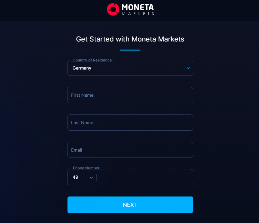 Trading Demokonto eröffnen bei Moneta Markets