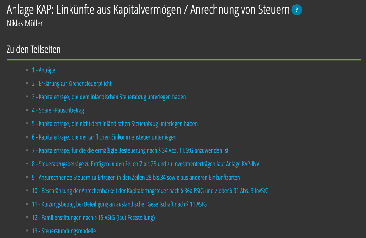 ELSTER Anlage KAP