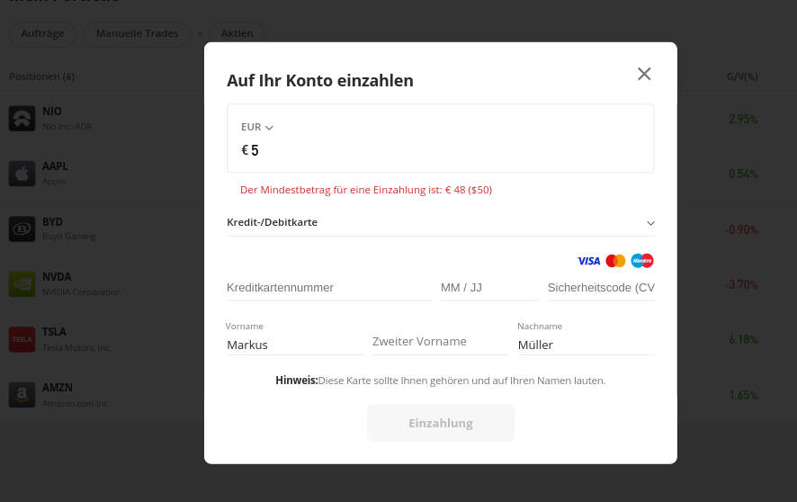 Einzahlung