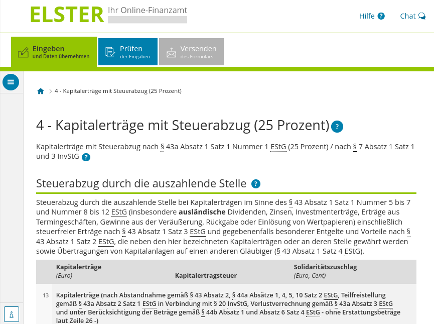 Elektronisches Finanzamt mit Anlage KAP