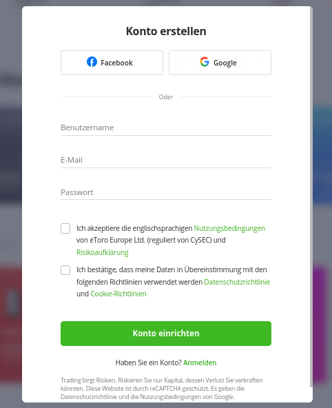 Registrierung Aktien Demokonto