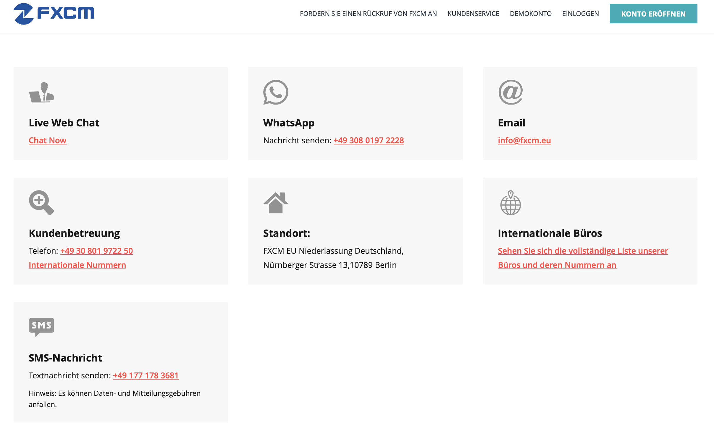 FXCM Kundensupport