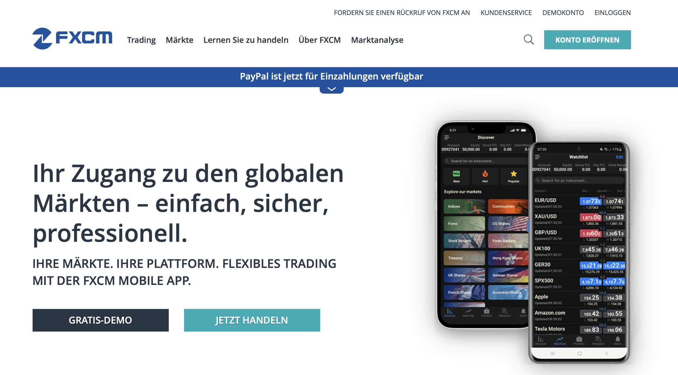 FXCM Startseite
