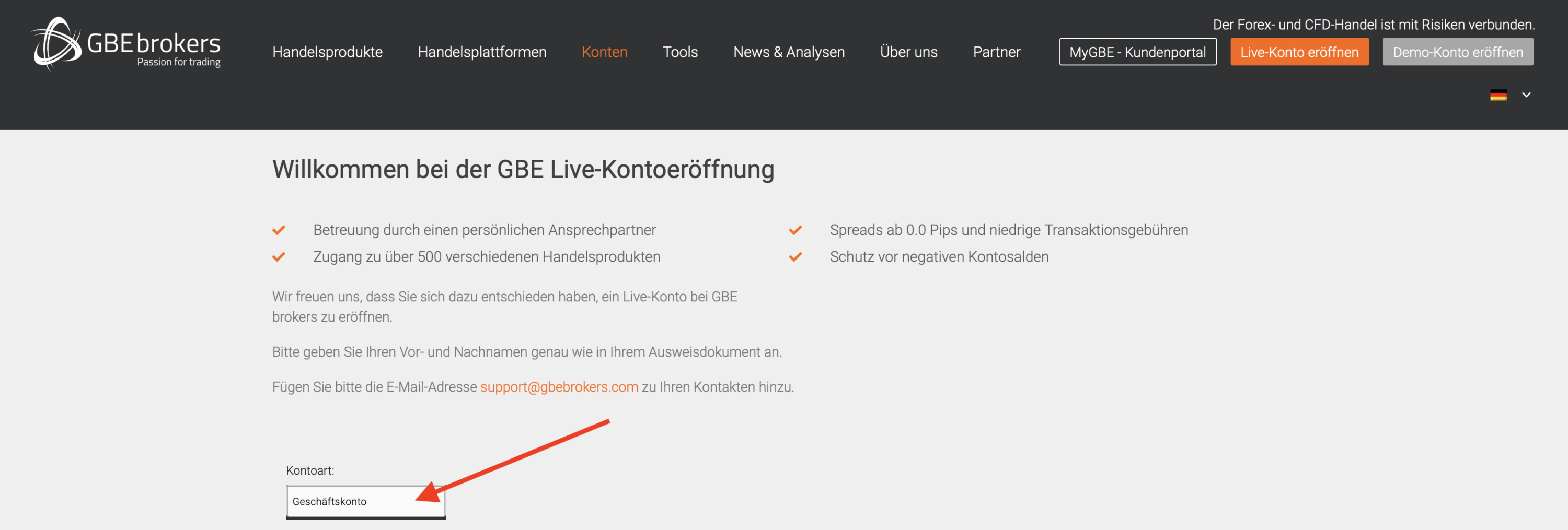GBE Brokers Geschaeftskonto