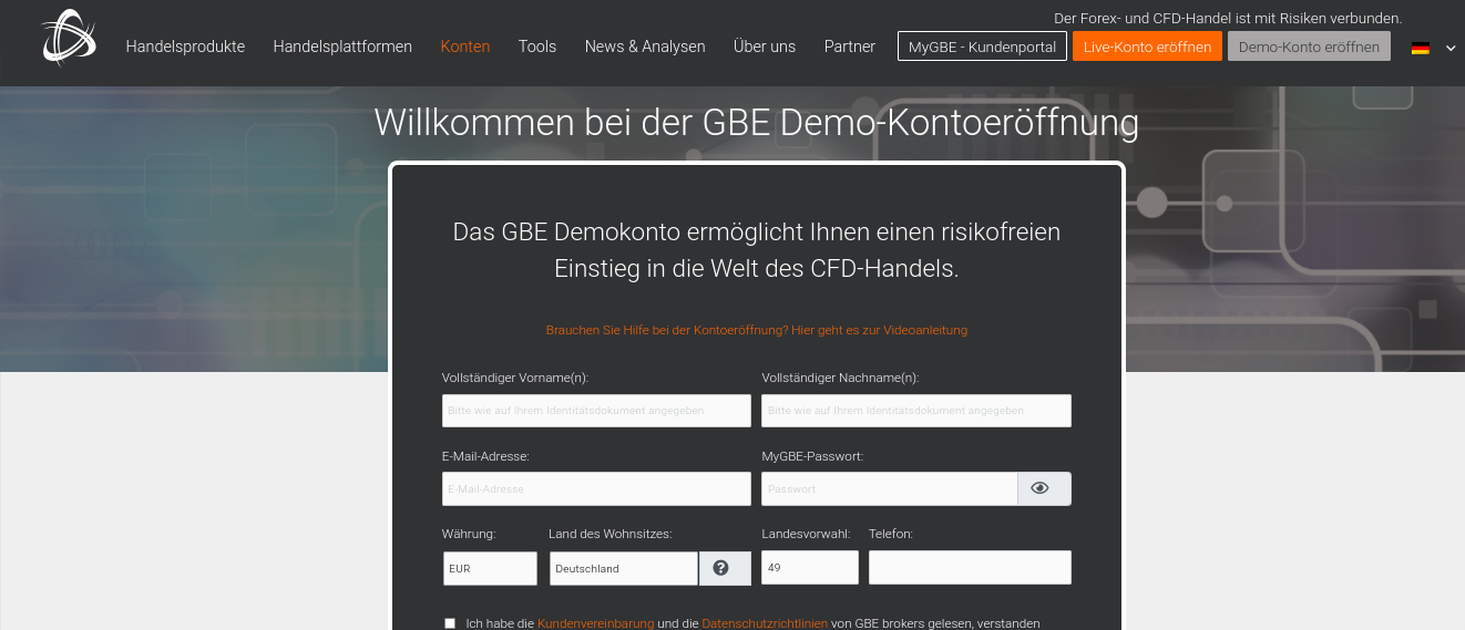 Demo Account GBE Brokers