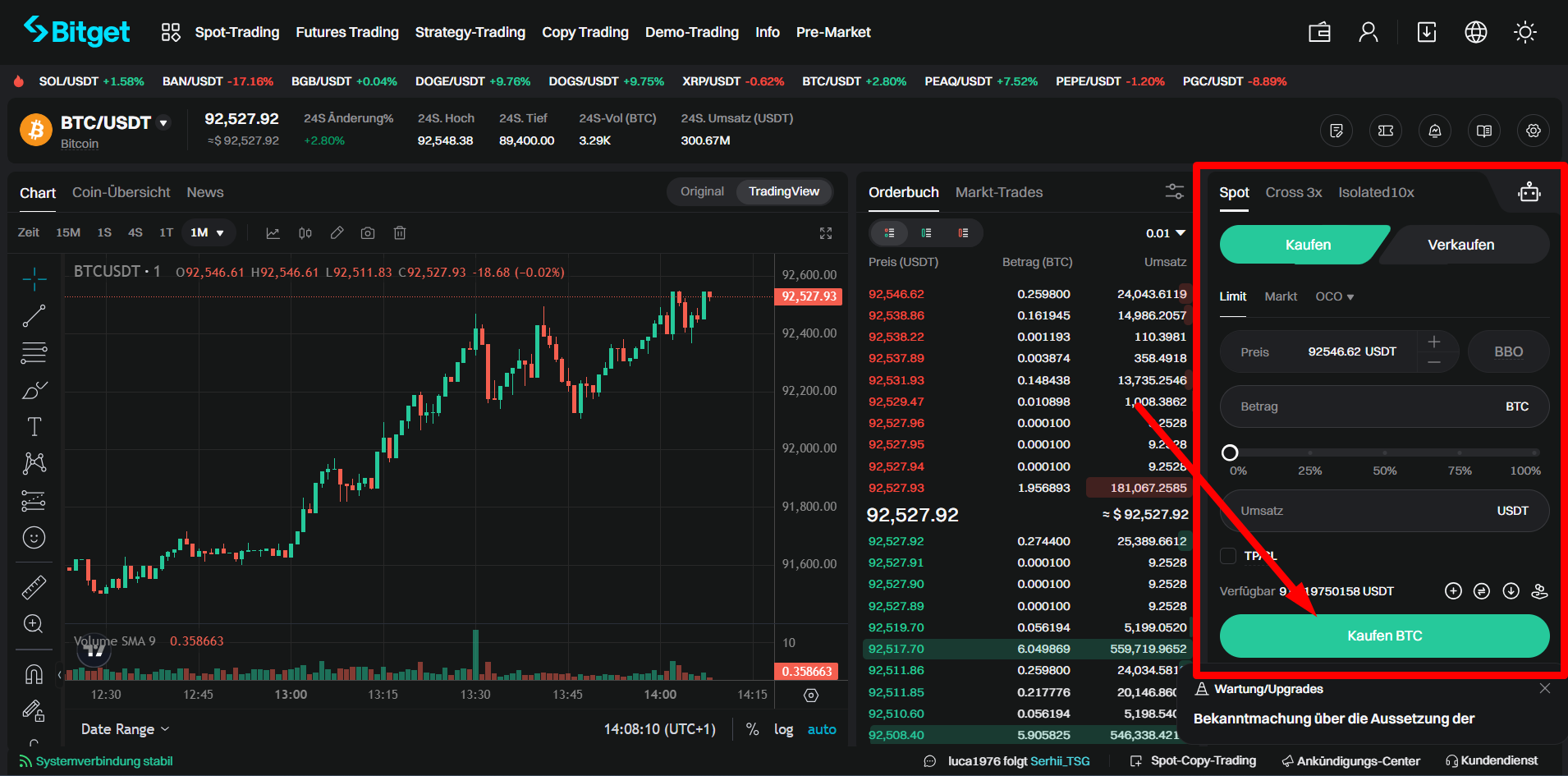 Trade Eröffnen in Kryptowährungen bei der Krypto Börse Bitget