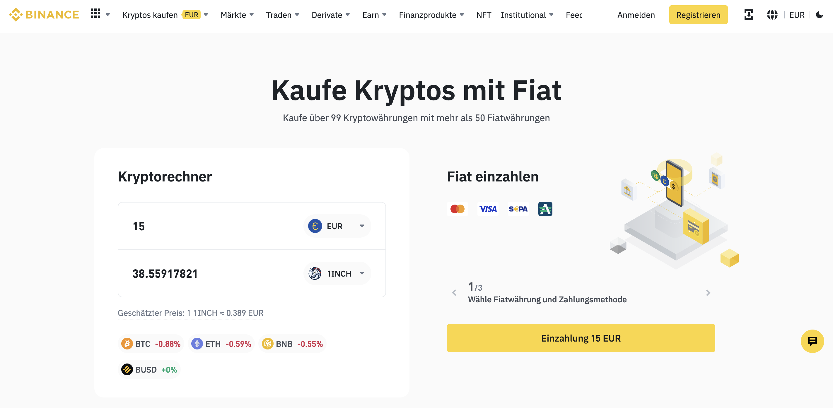 Kryptos kaufen auf Binance