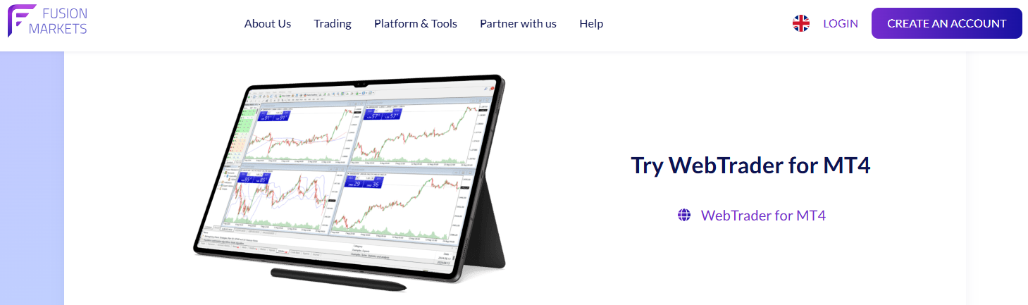 MT4 Plattform bei Fusion Markets