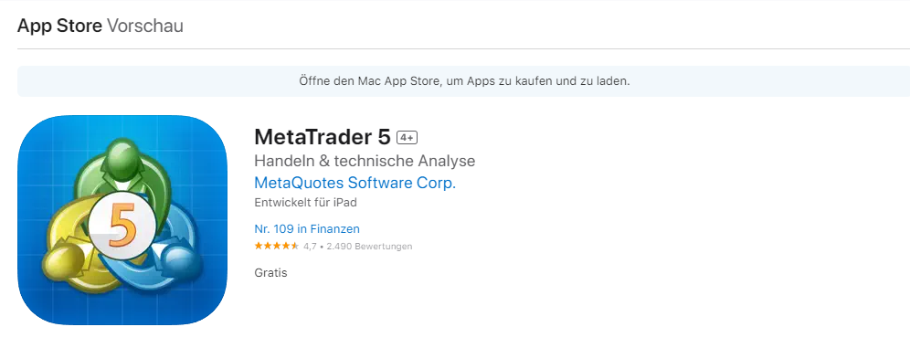 Download der MT5 App