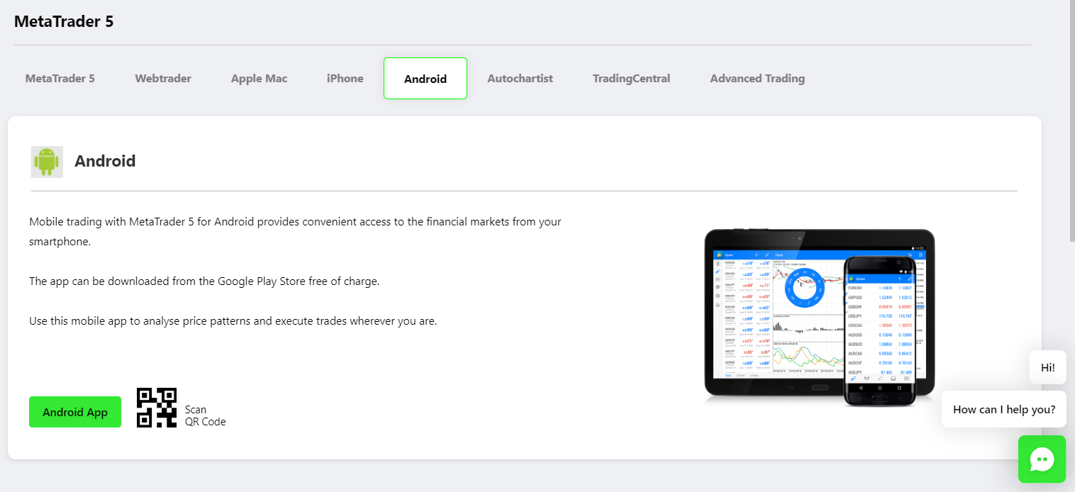 MT5 Plattform als App bei IC Trading