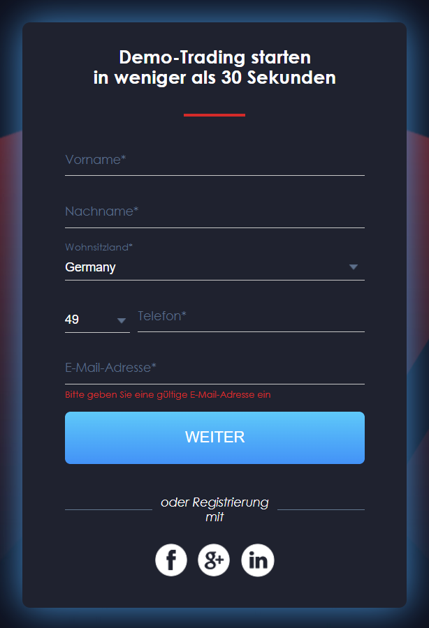 Moneta Markets Demokonto eröffnen Schritt 1