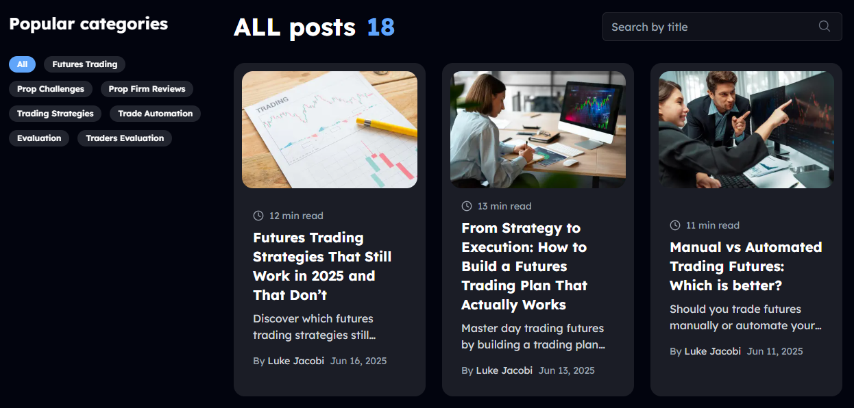 Screenshot vom MyFundedFutures Blog