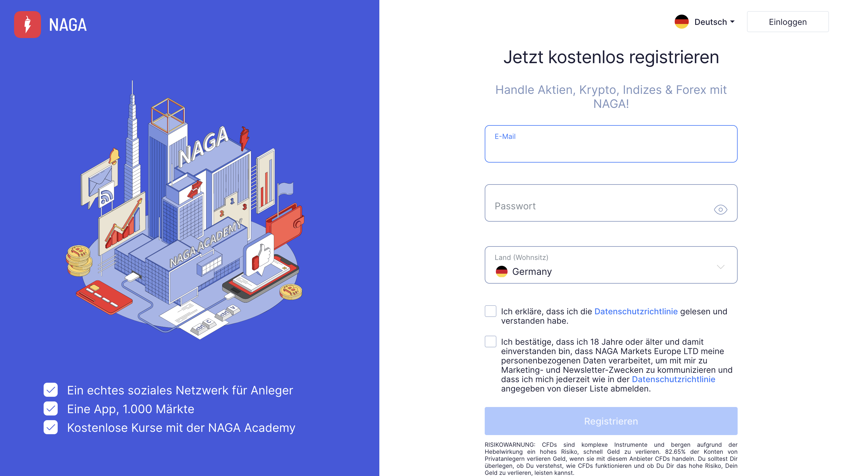 NAGA Registrierung