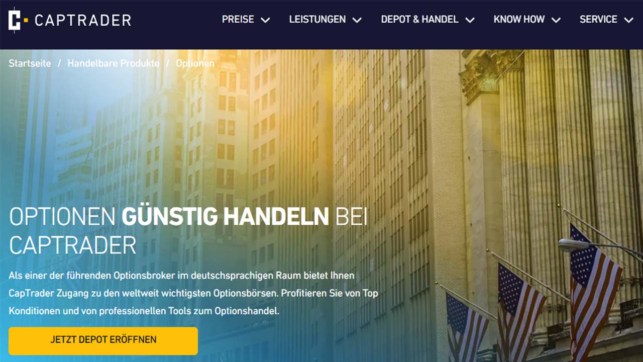 Optionen über CapTrader Webseite handeln