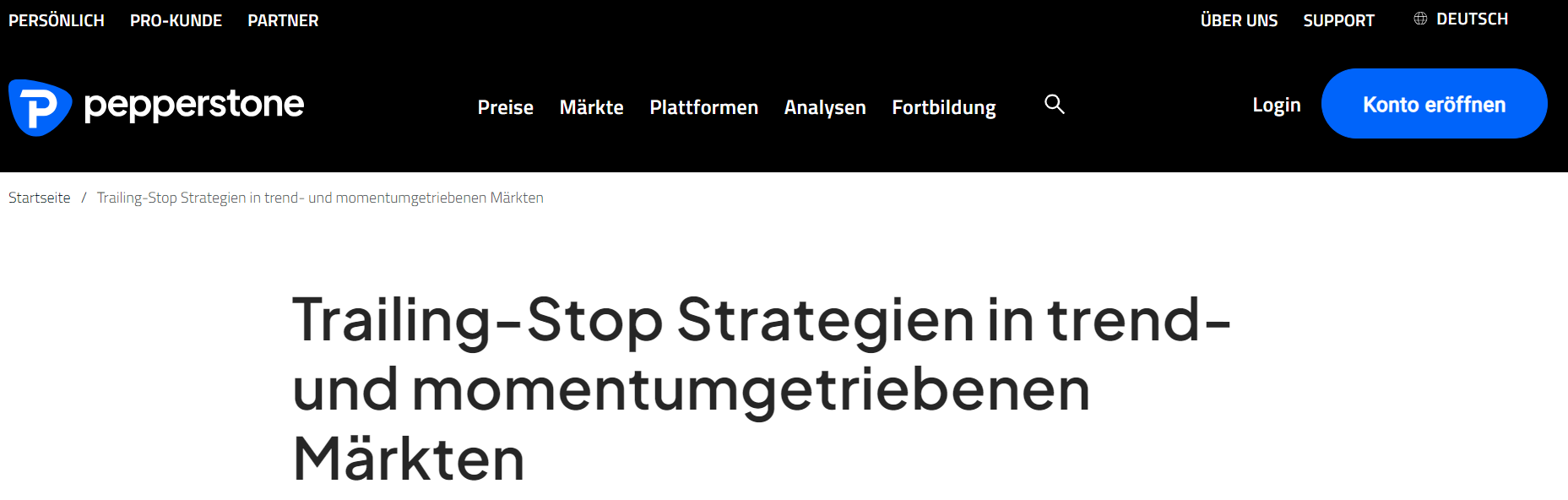 Pepperstone mit Trailing Stop Loss