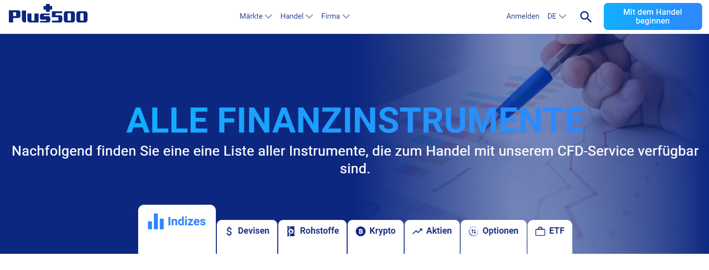 Plus500 Handelsinstrumente