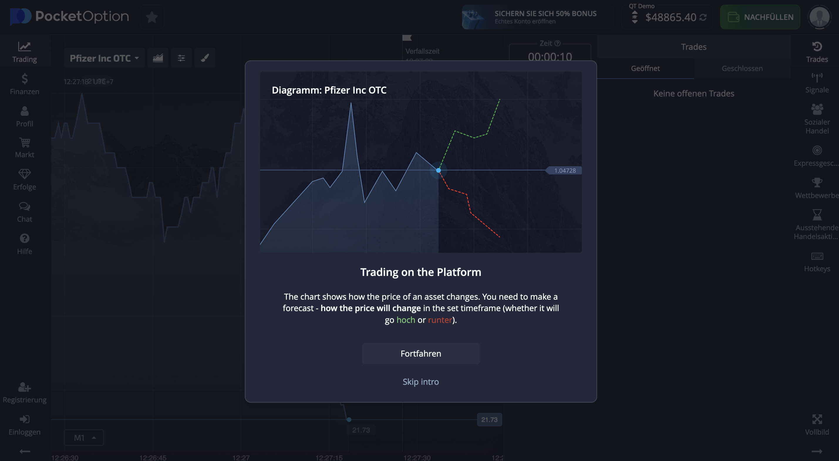 Pocket Option Demo Account Intro