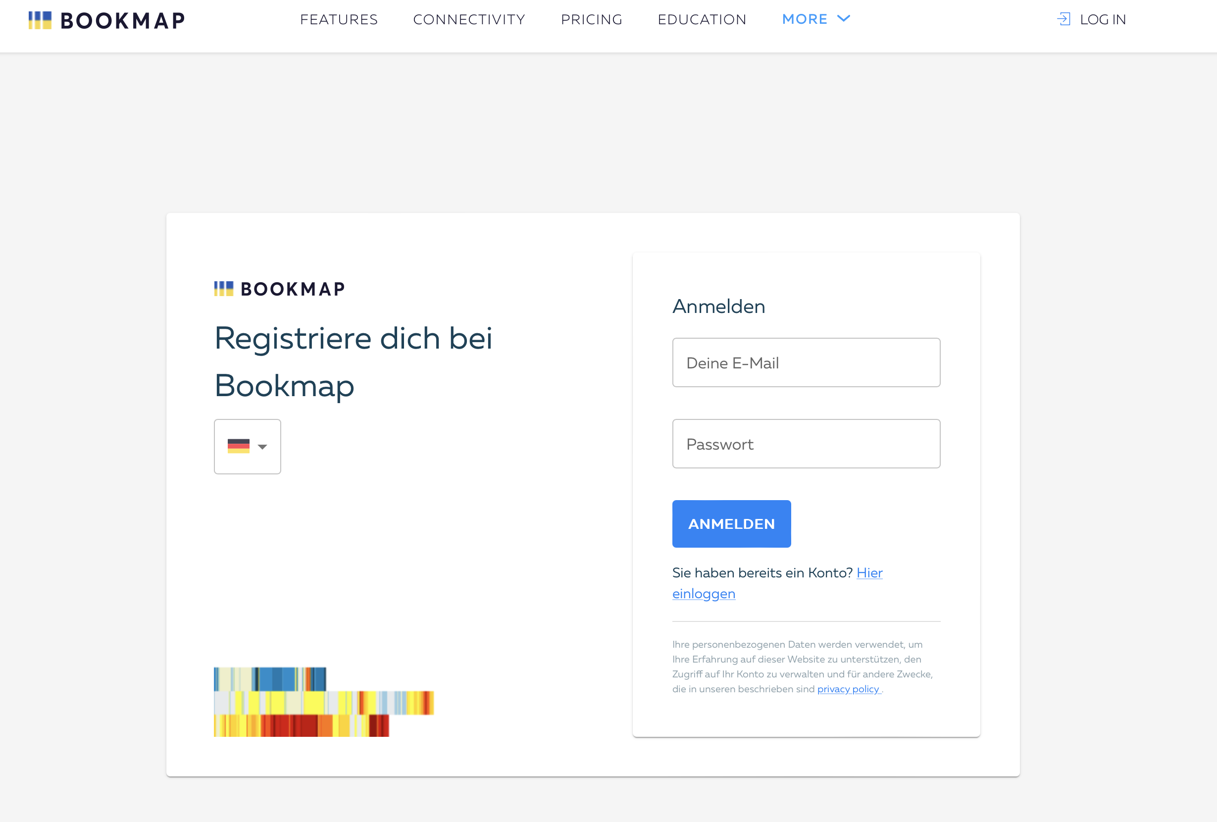Registrieren bei Bookmap