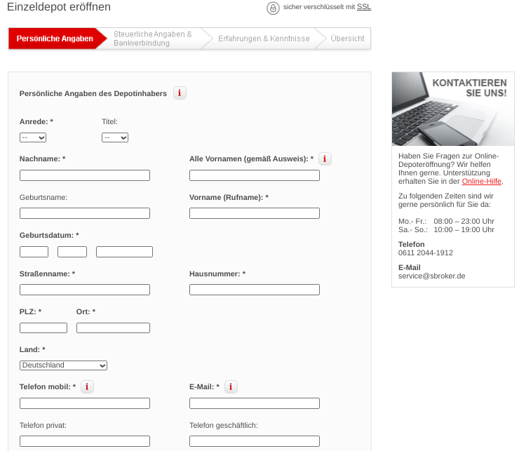 S Broker Konto eröffnen zum Aktien Musterdepot