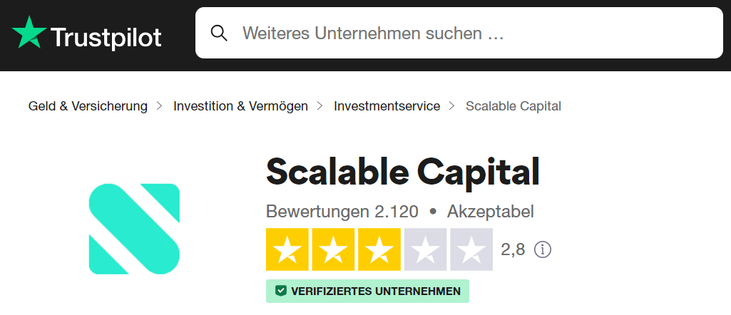 Scalable Capital Trustpilot Erfahrungen