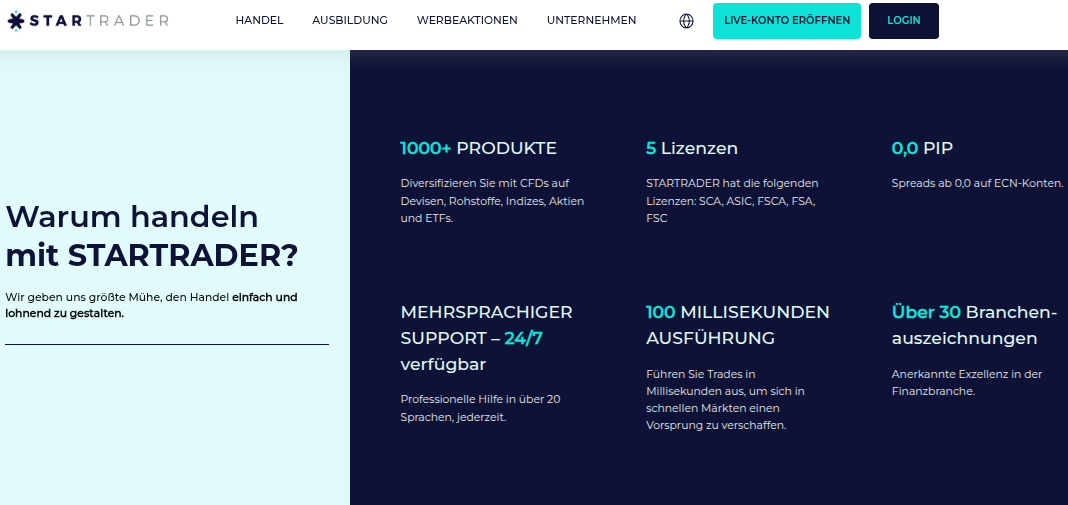 Vorteile des Brokers ohne Spread StarTrader
