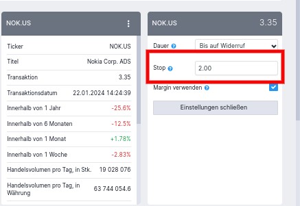 Stop Loss bei Freedom24 setzen