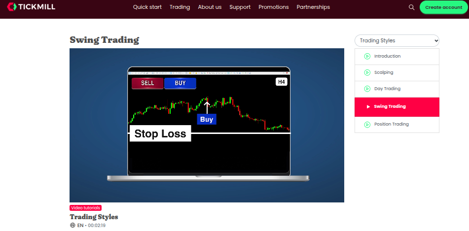 Erklärung Swing Trading bei Tickmill