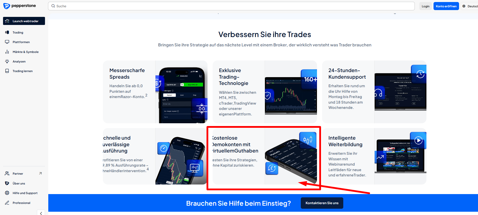 Trading Demokonto bei Pepperstone