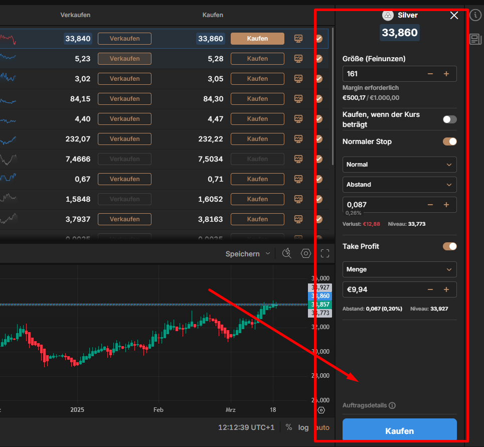 Trading Handelsmaske bei Capital.com