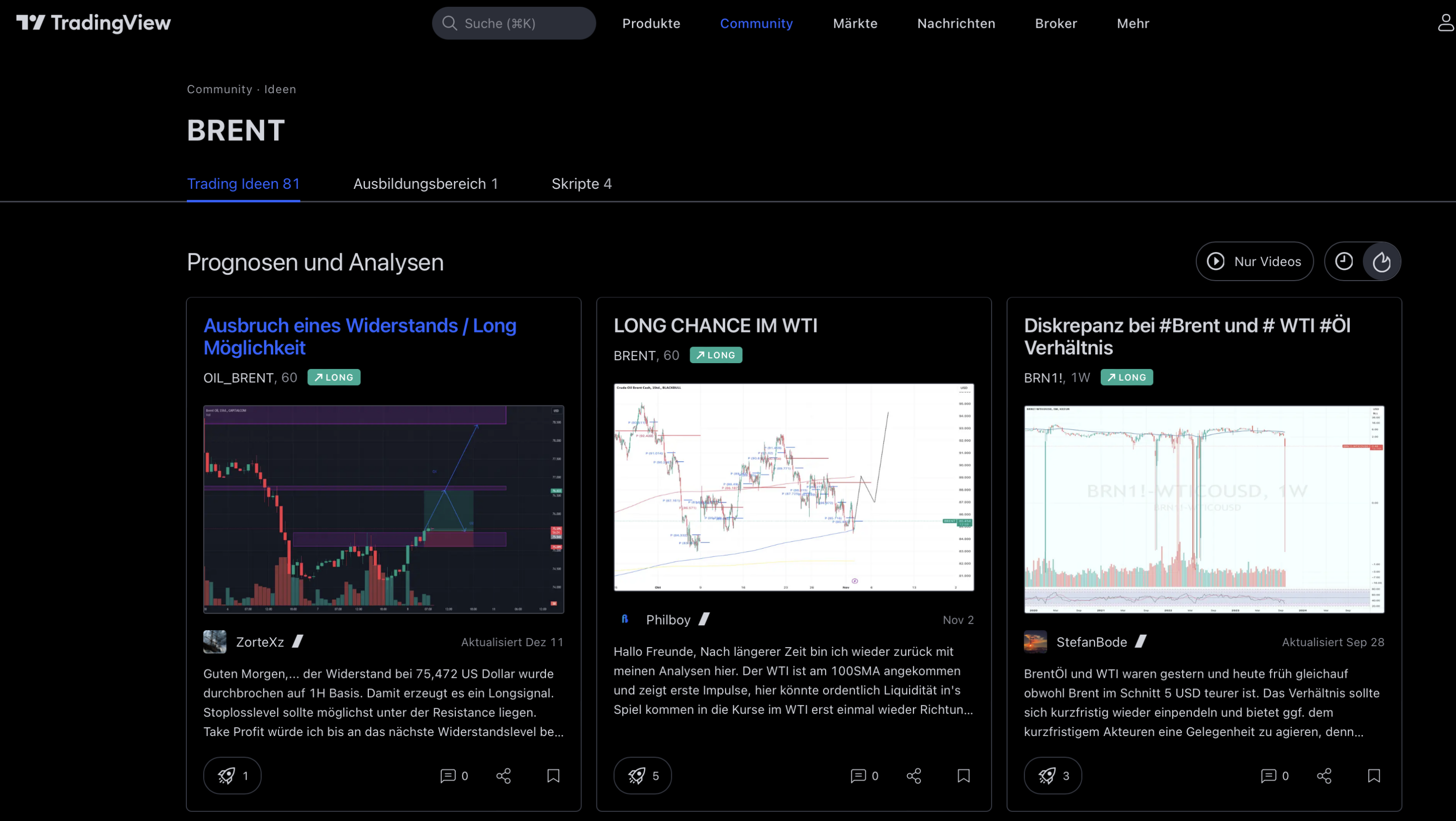 TradingView brent Oil Fundamentale Daten