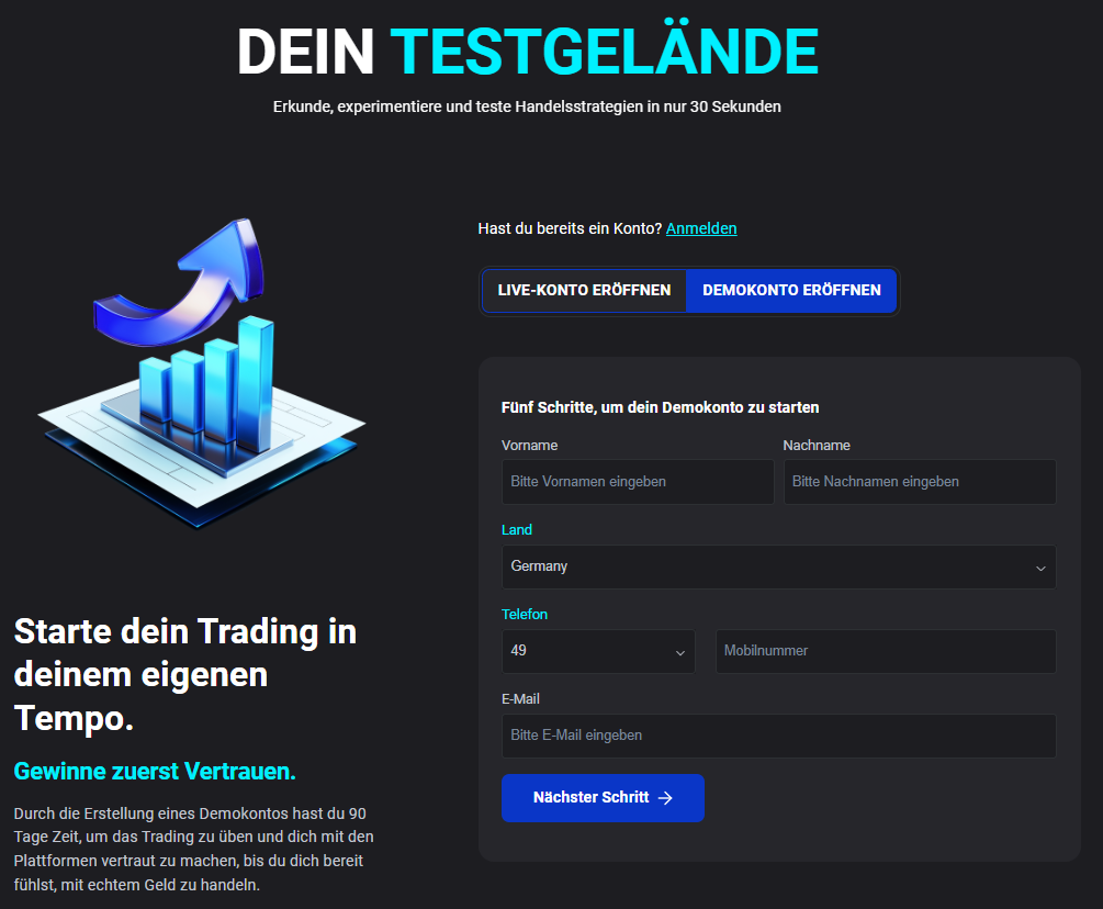 VT Markets Demokonto Anmeldung