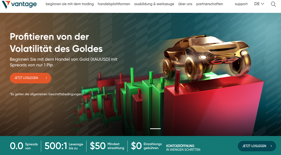 Hauptseite von Vantage Markets