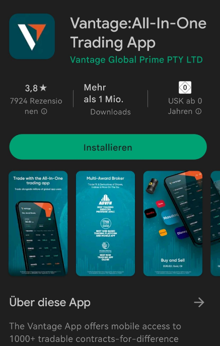 Aktien Trading App von Vantage Markets download
