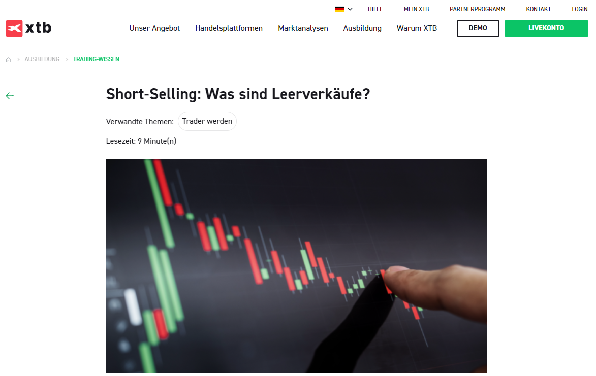 XTB Short Selling Broker