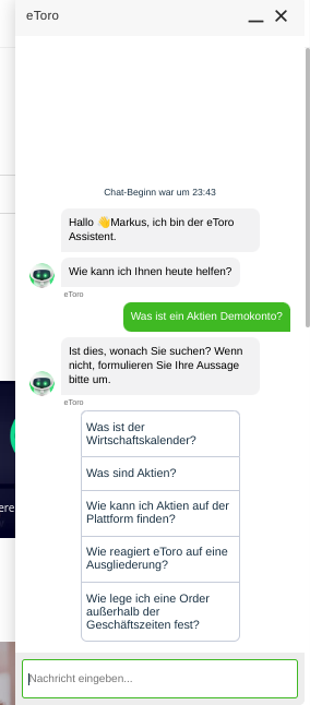 Live Chat Etoro Support