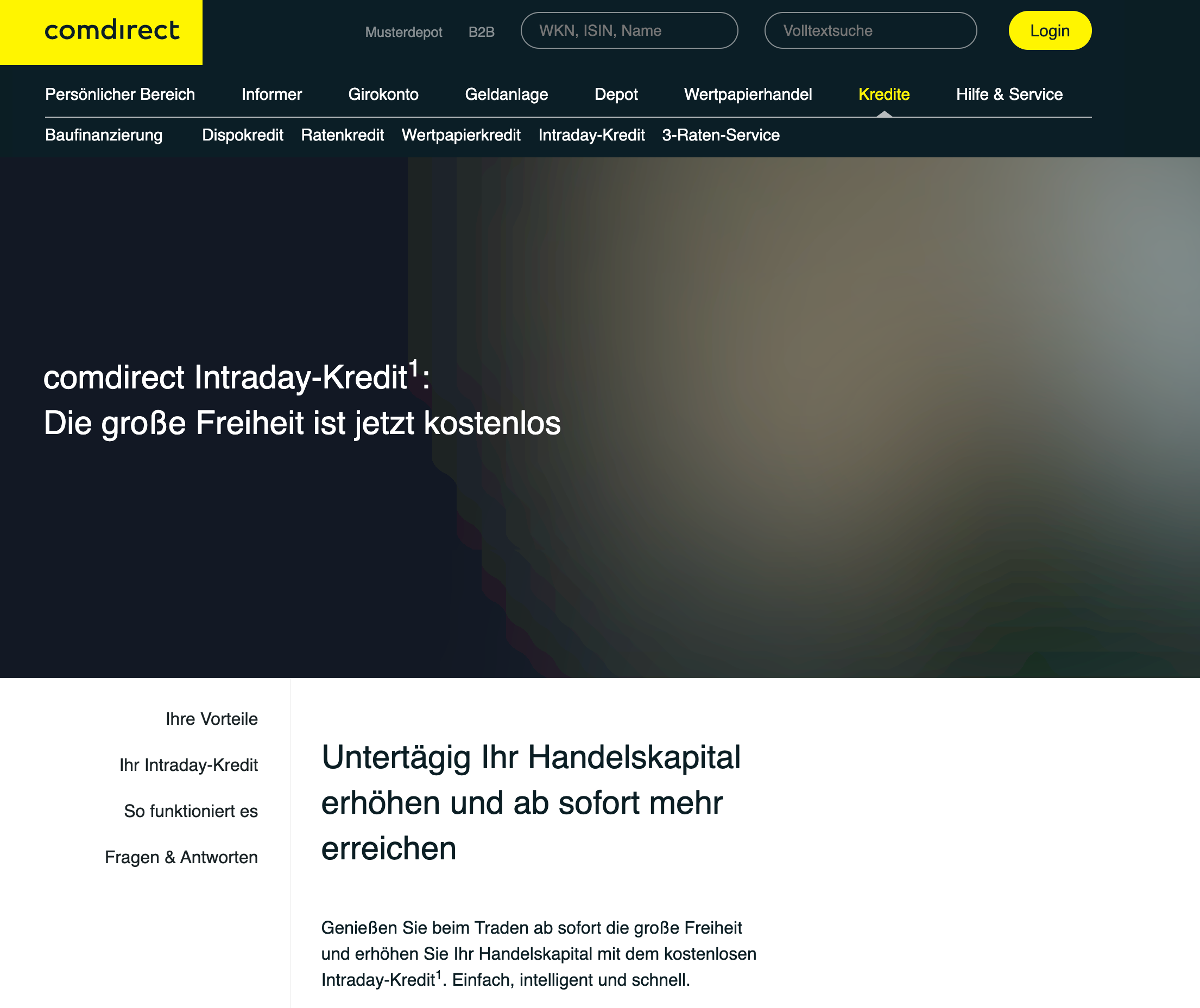 comdirect Intraday-Kredit für Trader - Trading Kredit
