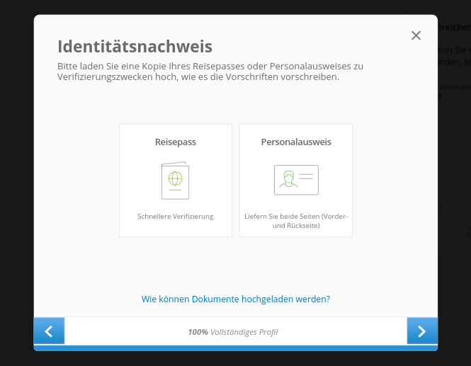 Verifizierung des Kontos
