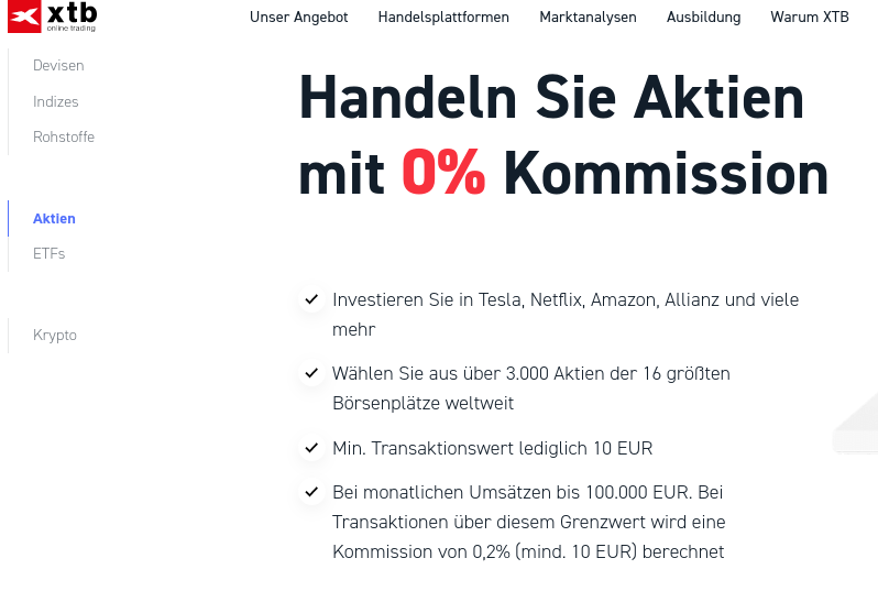 Gebühren beim Broker XTB